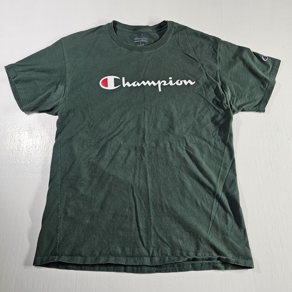 Champion Authentic Athleticwear Mens L Olive Green Crew Neck T Shirt